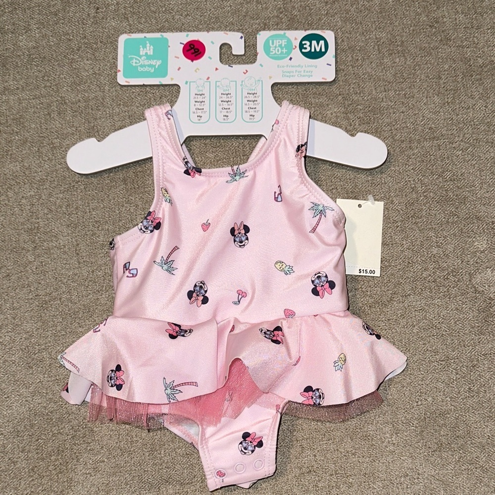 Disney Pink Minnie Mouse Swimsuit with Ruffles